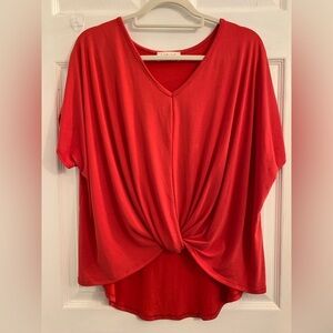 Lavender Field Women’s Red Twist front Blouse. Size Large $10